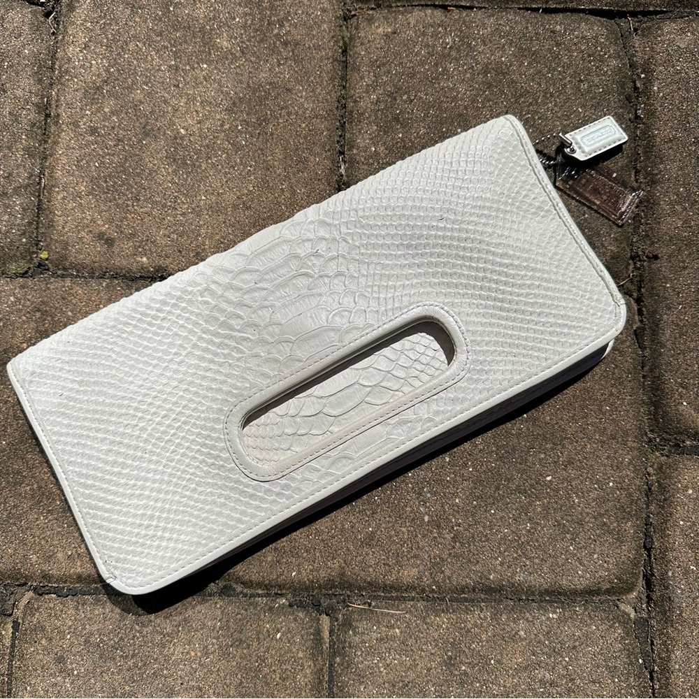 NWOT Coach White Python foldover clutch